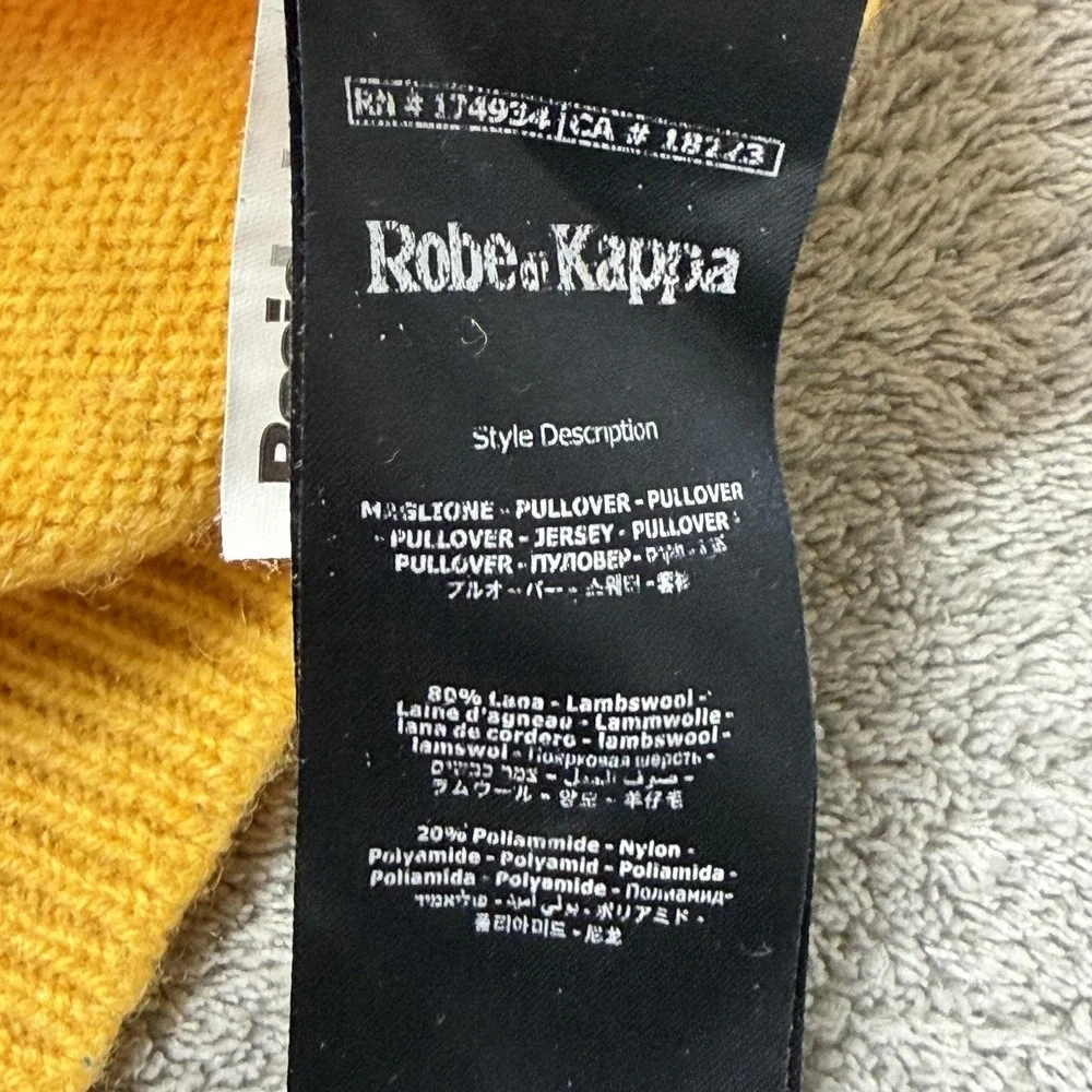 Robe Di Kappa Sweater Mens XL Yellow Milano‎ Lambswool Crewneck Graphic Pullover